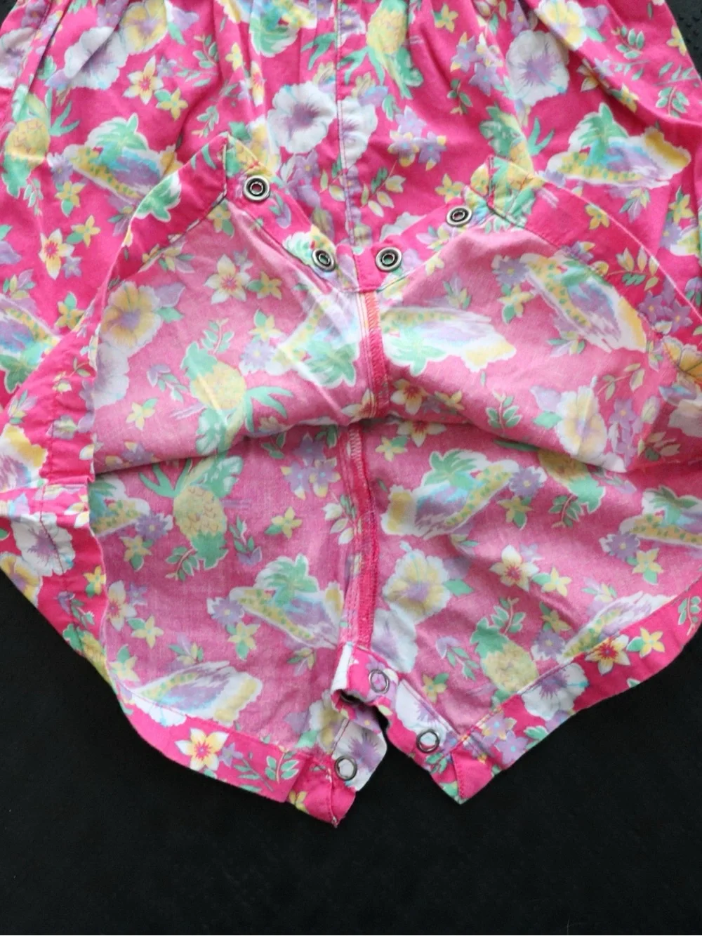 LL Bean Vintage Hot Pink Floral Baby Romper 0J22 12 MTH TOD